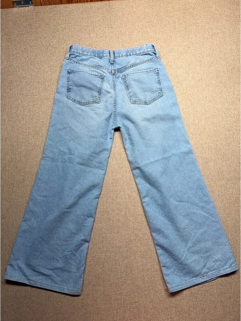 Old Navy Kids Built-In Tough High Rise Baggy Wide Leg Jeans Light Wash 14